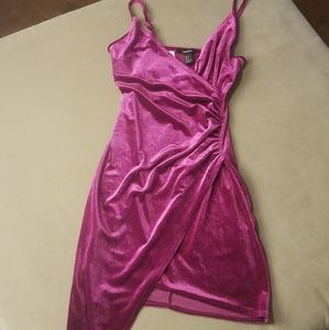 magenta pink velvet dress